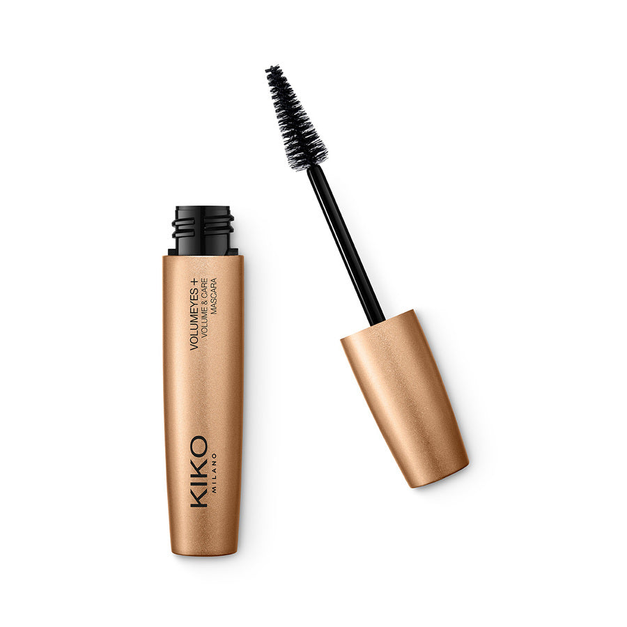 VOLUMEYES + MASCARA Apimtį didinantis blakstienų tušas.  Neįtikėtinai tankesnės blakstienos, diena iš dienos!  Novatoriška formulė yra patobulinta K2 Prolash Complex – aktyvių ingredientų kompleksu, kurio veiksmingumas kliniškai patikrintas, kad rezultatai būtų stulbinantys.  Kūginis aplikatorius su tuščiaviduriais pluoštais, sukurtas specialiai KIKO MILANO, užtikrina tolygų paskirstymą, pasiekiantį net mažiausias blakstienas akių kampučiuose